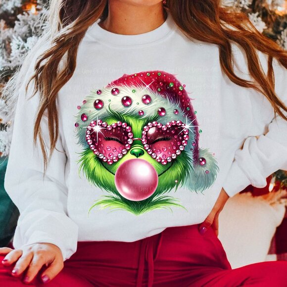 Bubble Gum Grinch Sweatshirt - Picture 1 of 4